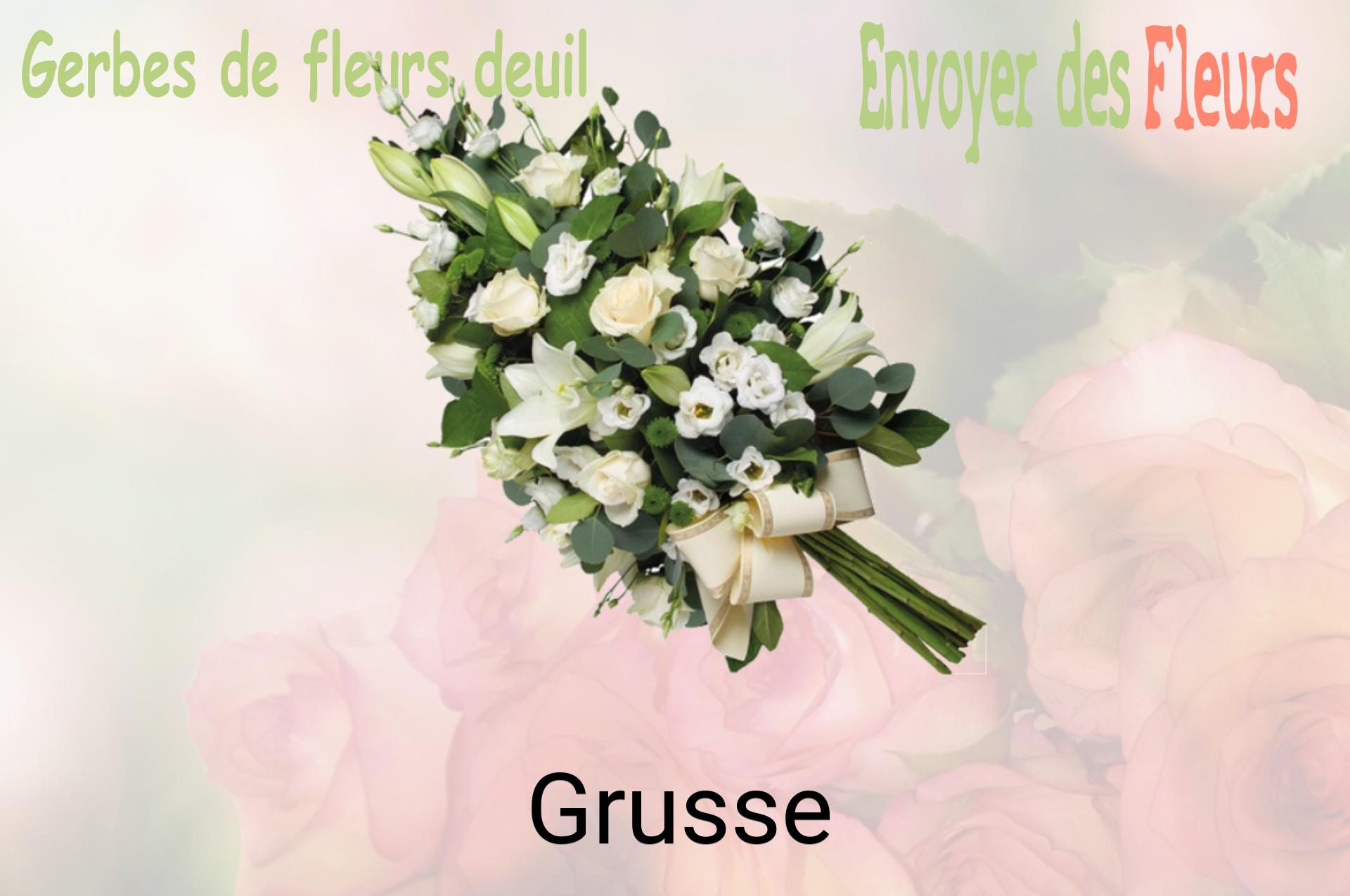Gerbe de fleurs de deuil livrée à Grusse
